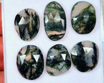 Mossagat Rosenslipad ädelsten: Ojämn form, smyckestillverkning (10x12-20 x 14 mm)