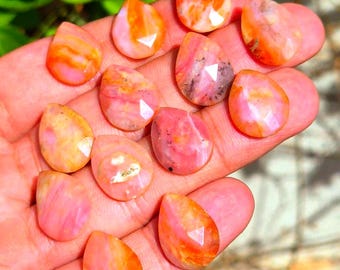Naturlig rosenslipad rosa opal ädelsten Parti: Smyckestillverkning (18x13,5 mm)