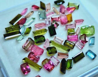 Faceted Tourmaline Gemstone Mix: Multi-Color Loose Stones (3-8 mm, 100 Pieces