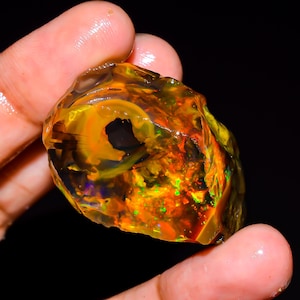 Welo Fire Ethiopian Opal Rough Gemstone: Natural Jewelry Making Stone, 82 ct