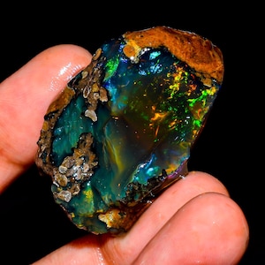 Welo Fire Ethiopian Opal Rough: Natural Gemstone for Jewelry Making (74 Ct, 37X26X16 mm)