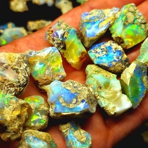 5pc Natural Ethiopian Opal Rough, 40 Carats Large Raw Fire Opal Crystals for Jewelry
