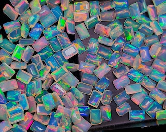 AAA Ethiopische opaal: gefacetteerde achthoekige edelsteen, 6 x 4 mm