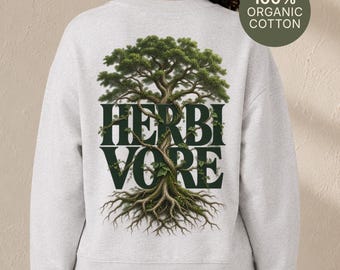Herbivore Organic Sweatshirt Back Print Botanical Tree Vegan Plant Lover Gift