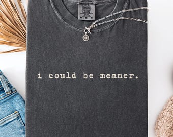Sarcastic Quote Shirt I Could Be Meaner Funny Saying Tee Minimalist Humor Gift