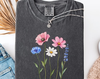 Trans Pride Wildflower Shirt, Transgender Floral Tee, LGBTQ Pride Gift, Botanical Equality Top