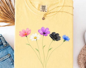 Genderfluid Pride Shirt Wildflower Floral LGBTQ Pride Tee Gender Identity Gift
