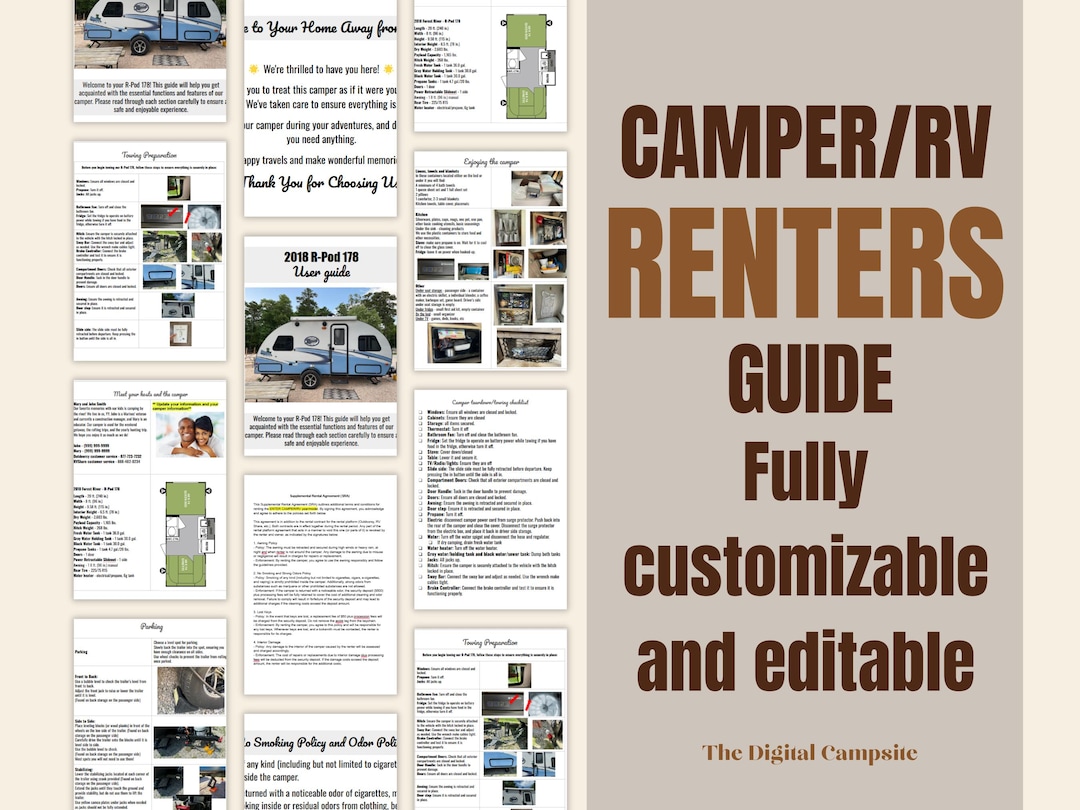 Signs For Rv Renters Camper/rv Renter/user Guide With SRA Template - Etsy