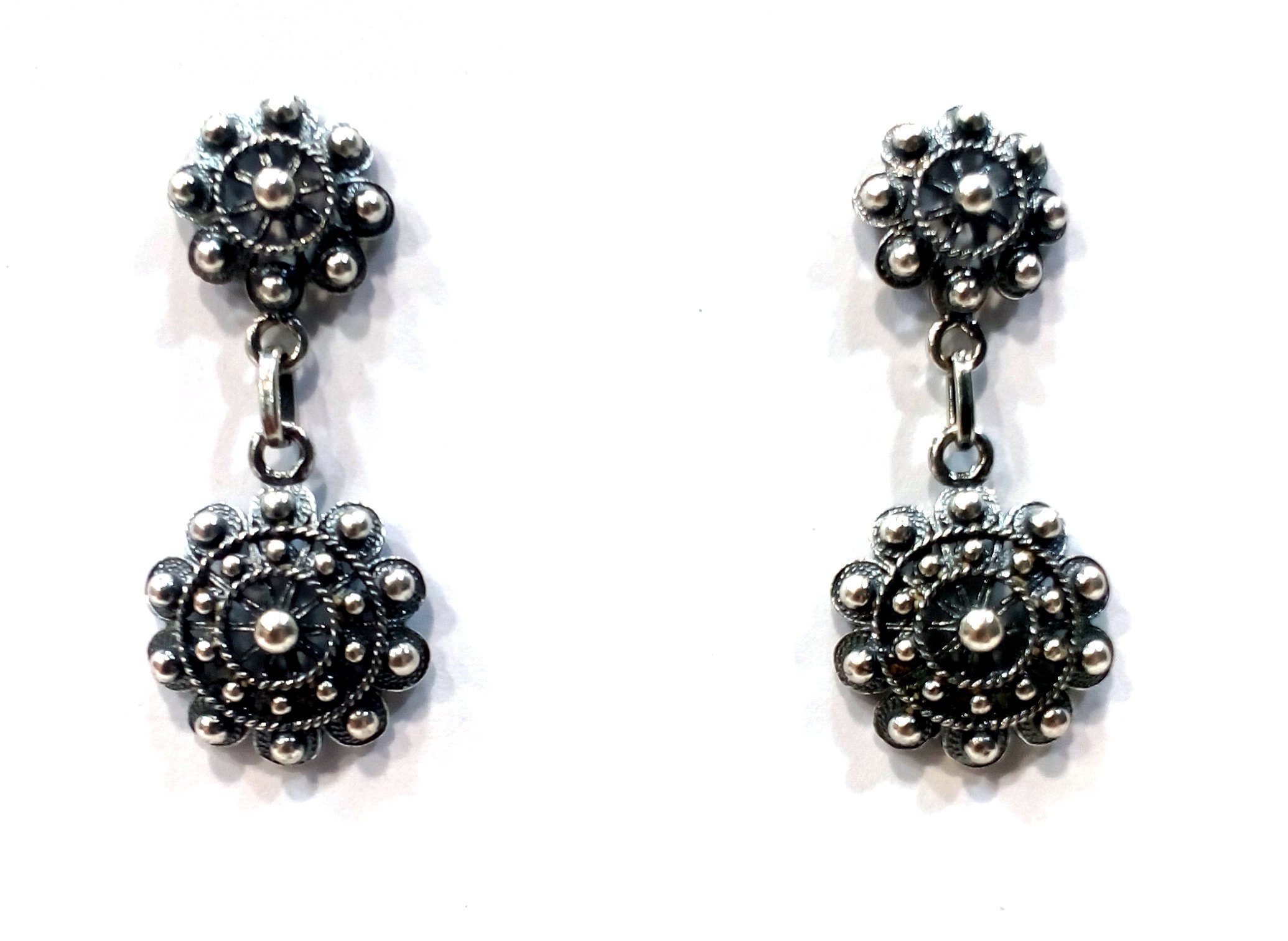 Charro Button Long Earrings. the Charm of the Authentic - Etsy
