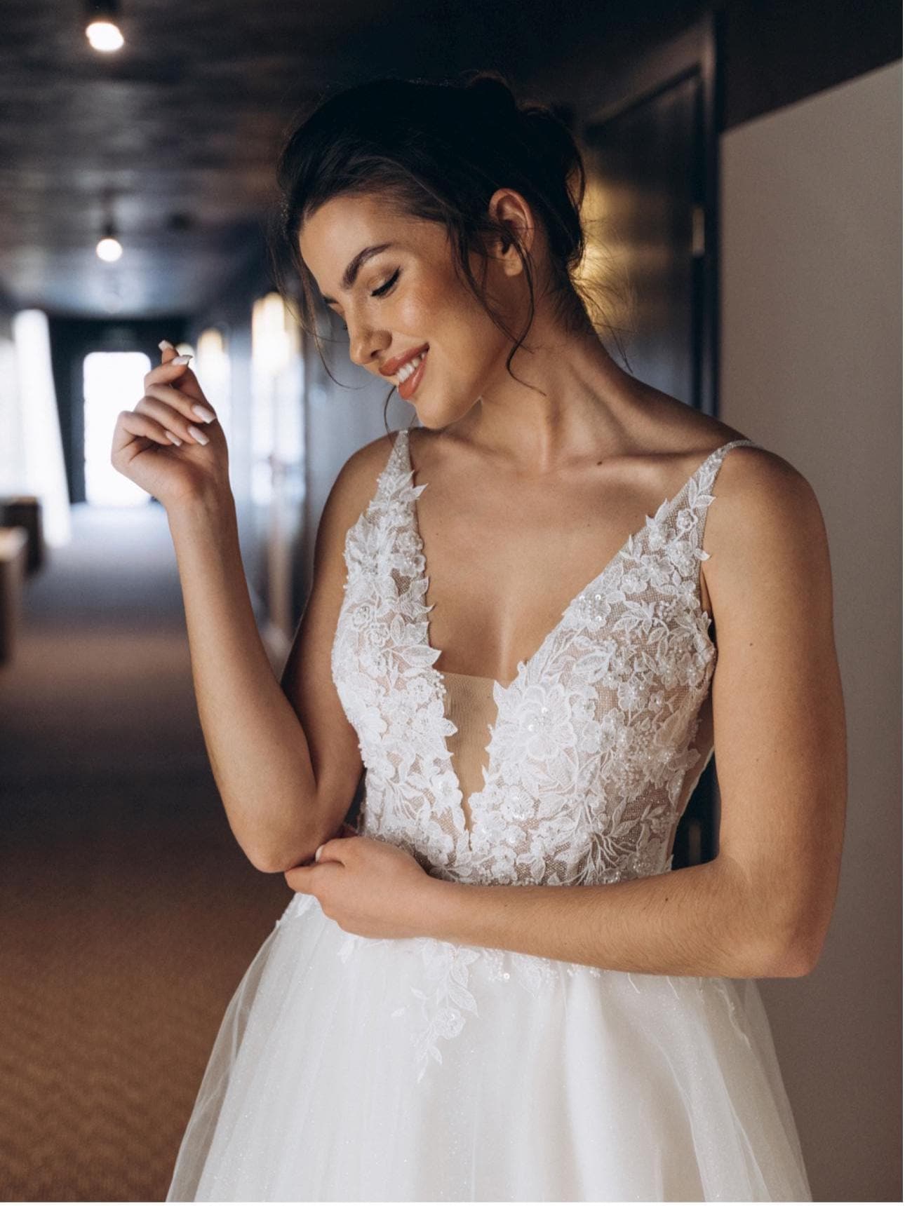 Wedding Dress Lace Deep V a Line - Etsy