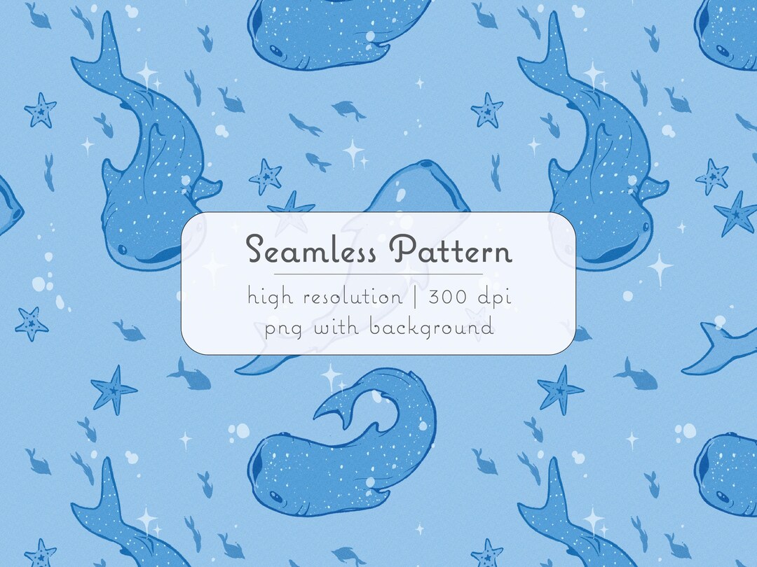 Seamless Whale Shark Pattern | Cute Ocean Marine Life Digital Paper ...
