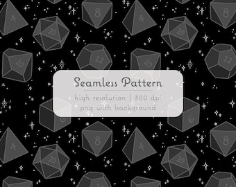 Seamless RPG Dice Pattern | DnD Starry Digital Download | Tabletop Gaming Fabric, Sublimation, Wallpaper, Scrapbook Design