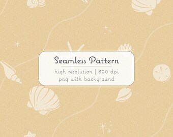 Seamless Beach Pattern | Digital Sand & Seashell Background | Summer Ocean Digital Paper