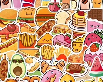 100 Random Kawaii Food Stickers, Food Vinyl Sticker Pack, Waterproof Laptop Stickers, Food Sticker, Cute Food Stickers for Journaling