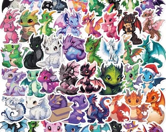 100 Random Kawaii Cute Dragon Stickers Fantasy Baby Dragon Aesthetic Waterproof Vinyl Stickers Graffiti Laptop WaterBottle Scrapbook Journal