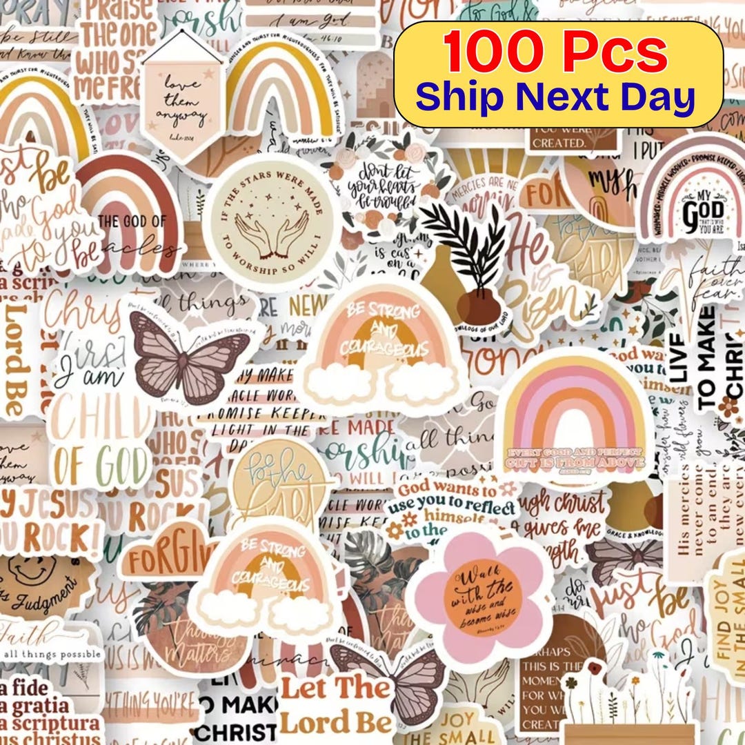 100 Boho Jesus Bible Stickers Pack,christian Aesthetic Vinyl Stickers ...