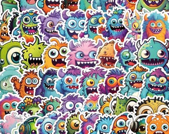 100 Random Kawaii Little Cute Monster Stickers Graffiti Assorted Self Adhesive Waterproof Aesthetic Monster Sticker Laptop Scrapbook Journal