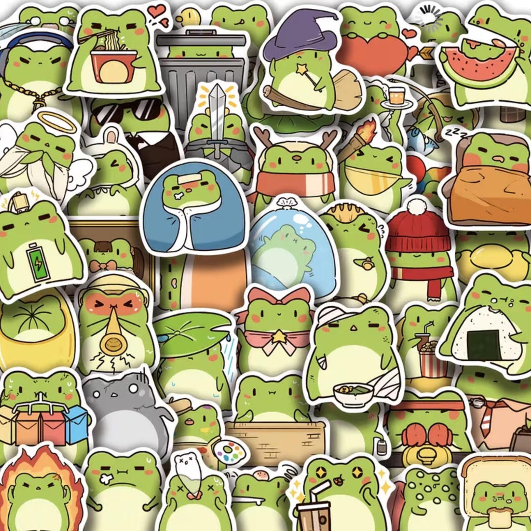 100 Pcs Random Frog Stickers, Frog Vinyl Sticker Pack, Waterproof ...