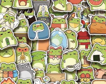 100 Pcs Random Frog Stickers, Frog Vinyl Sticker Pack, Waterproof Laptop Stickers, Animal Stickers for Journaling