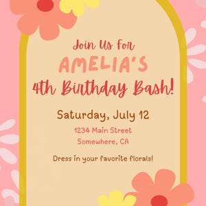 Invitation Digital Download, Customizable Birthday Invitation, Little Girl's Birthday Party