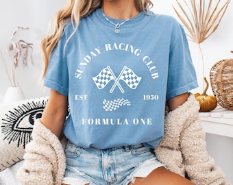 Comfort Colors® Sunday Racing Club Formula One T-Shirt, Aesthetic F1 Shirt, Formula 1 Shirt,  Racing Club Tee, Preppy Racing Clothing