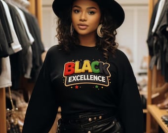Black Excellence Sweatshirt | Trendy Faux Yarn Style for All
