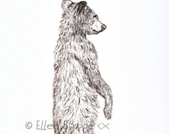 THANK YOU, Bear Note Card, Black Bear, Bear Decor, Bear Drawings, Thank You Cards, Ellen Strope, Blank Cards, Paper Products