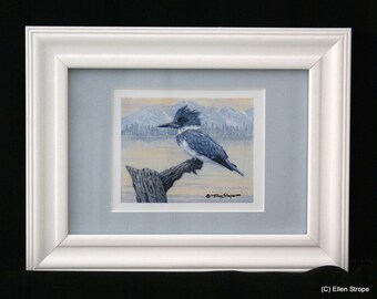 FRAMED- BIRDS King Fisher Giclee Print- From songmountainfineart