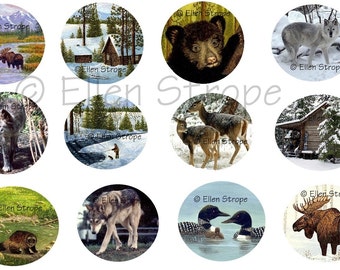 STICKERS, Envelope Seals, Animals, Cabins, Loons, Art, Ellen Strope, Repositionable adhesive, gifts, Fun stickers