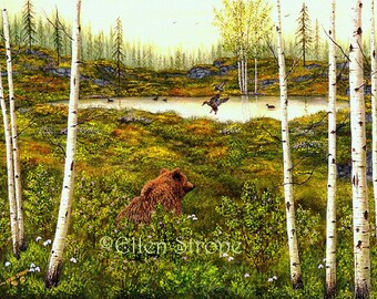 BEARS Giclee Print- Ducks Bears 8 X 10 Giclee Bear Prints