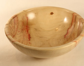 Red Streaked Salad Bowl made of figured, colored Manitoba Maple wood
