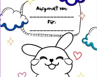 Animal coloring book for children ages 3 and up, 15 cute coloring pages as PDF to print, various animals to color