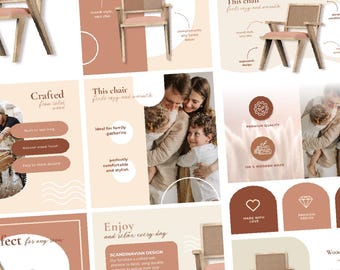 Plantillas Diseños de productos de Amazon Contenido A+ Canva Descarga digital Listado para vendedores de Amazon Decoración del hogar Tema minimalista bohemio