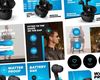 Listado de diseños de productos electrónicos para vendedores en Amazon, Shopify y eBay / Descarga digital de Canva