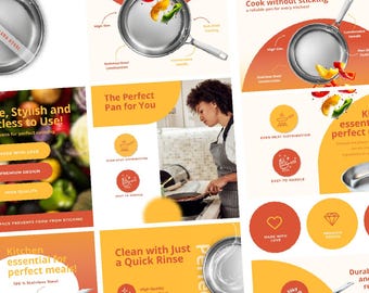 Plantillas de diseño de productos de cocina, listado de imágenes para vendedores de Amazon, Shopify y eBay / Descarga digital de Canva