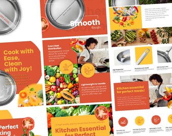 Galería de imágenes de listados para Amazon, Etsy y Shopify para vendedores de cocina y alimentos / Plantilla Canva