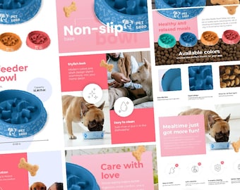 Plantillas Diseños de productos de Amazon Contenido A+ Canva Descarga digital Listado para vendedores de Amazon Tema de suministros para mascotas