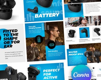 Plantillas Diseños de productos de Amazon Contenido A+ Canva Descarga digital Listado para vendedores de Amazon Tema gráfico de electrónica
