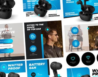 Plantillas de diseños de productos de Amazon Paquete de imágenes de contenido y listados A+ Conjunto de descarga digital de Canva para vendedores de Amazon