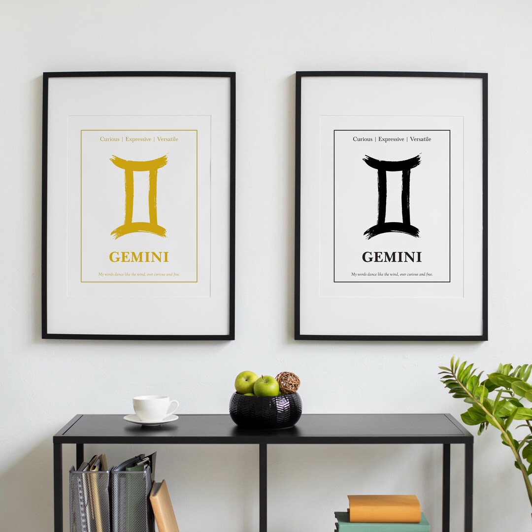 Gemini Zodiac Printable Poster – Abstract Japanese Style Wall Art ...