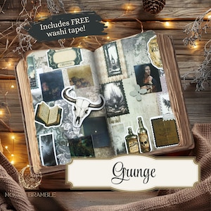 Grunge Scrapbooking Kit: 45-Piece Gothic Ephemera, Washi Tape & Stickers
