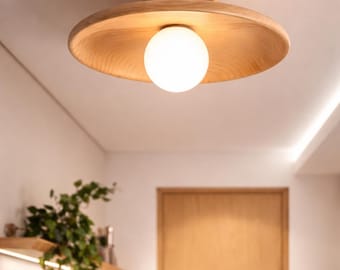 Lámpara de techo moderna de nogal hecha a mano: luminaria de diseño minimalista