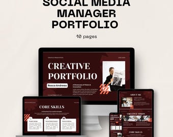 Digital portfolio för sociala medier-hanterare | Redigerbar Canva-mall | Direkt nedladdning