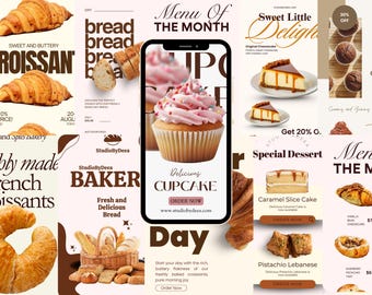 Bakery Canva Templates | Small Business Branding Social Media Kit (Digital Download)