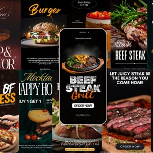 Restaurant Instagram Story Templates: Editable Canva Food & Drink ...