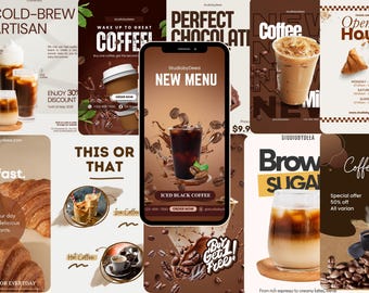 Instagram-mallar för kaféer: Canva-paket för sociala medier