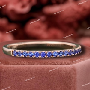 Blue Sapphire Eternity Band Ring, Wedding Band,Birthday Gift, Engagement Ring,Anniversary Gift For Her,Ring For Women, Blue Sapphire Jewelry