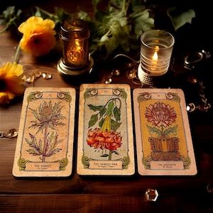 Botanical Occult Tarot Deck - Floral Witch, Tarot Cards with Guidebook, Flower Tarot Cards, Witchcraft Tarot