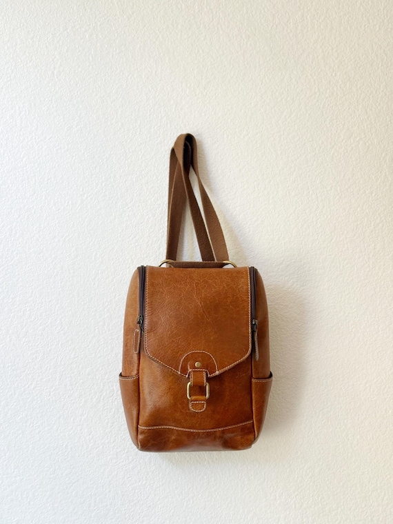 brown faux leather backpack top flap VASCHY Mini Purse for Women, Fashion Buckle Drawstring Backpack for College with Two Front Pockets : Clothing, Shoes & Jewelry lined front flap with magnetic closures Two-Tone Textured Roll-Up Flap Backpack