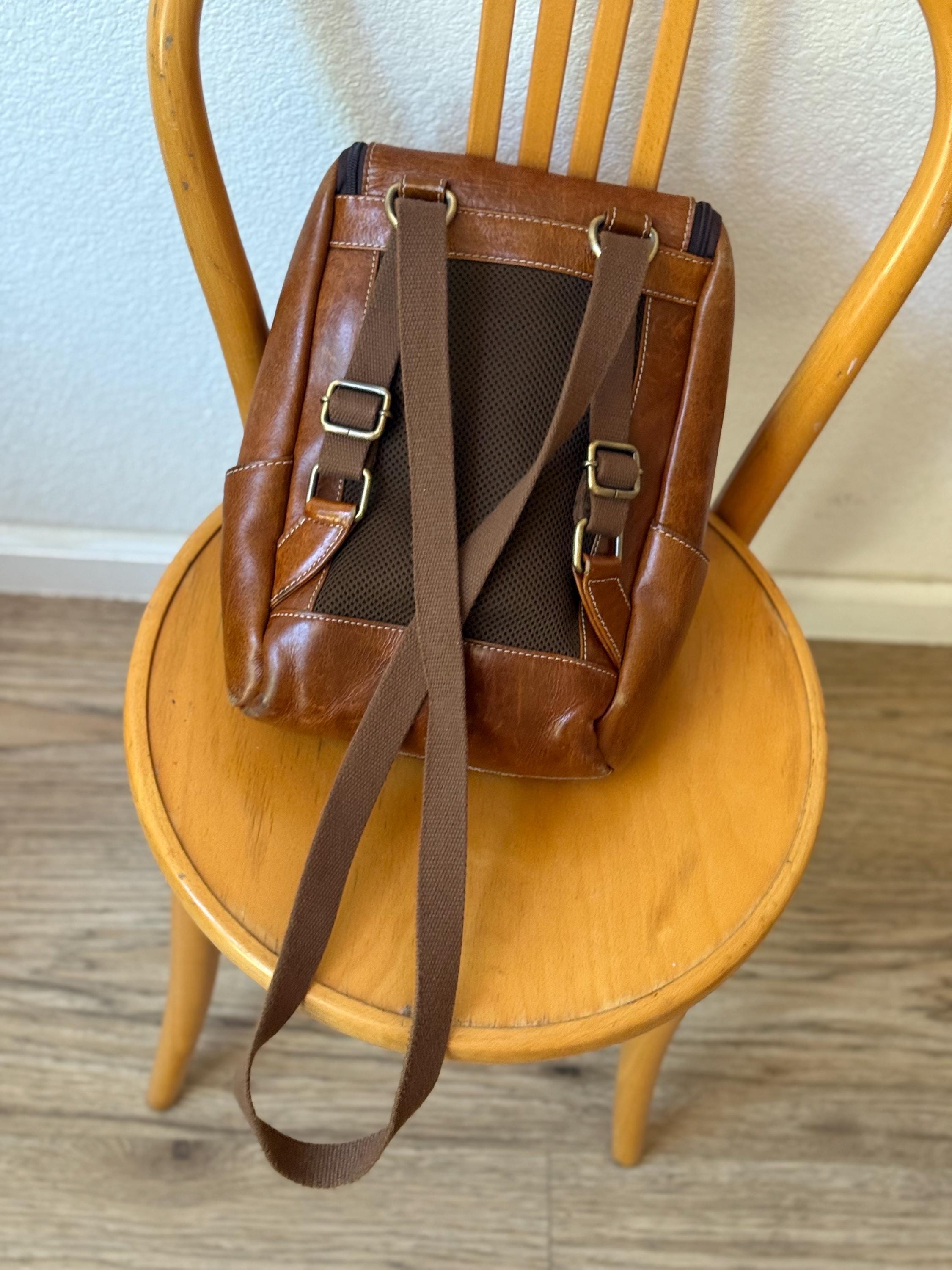 Vintage Rinket Boho Leather And Material Backpack Hand Tooled Leather Backpack Boho Bag - Desert Sun  main image 3